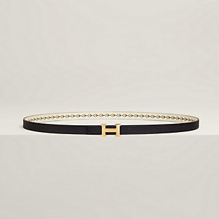 HERMES レザー ベルト H型バックル【美品】 ベルトバックル 《ミニH》 & レザーベルト 《トレッフル》 13 mm