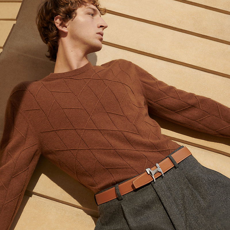 エルメス Hermes ニットベルト スプリント メンズ ベルト 名東】エルメス ニットベルト スプリント Mサイズ グレー カーキ