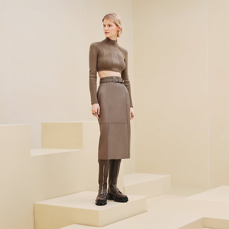 ペンシルスカート スリット入り - グレー | Hermès - エルメス