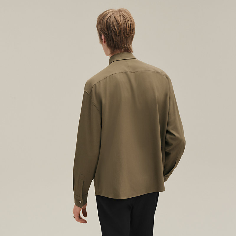 HERMES エルメス ロゴシルバーピンボタン付 比翼ボタン 長袖シャツ 34 ボタンダウンシャツ | Hermès - エルメス-公式サイト