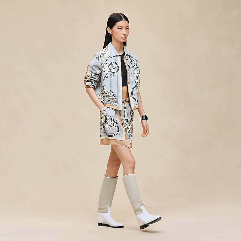 ボタン付きスカート 《エクスリブリス・ア・マン・ルヴェ》プリント