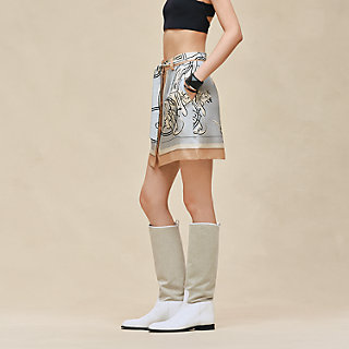 ボタン付きスカート 《エクスリブリス・ア・マン・ルヴェ》プリント