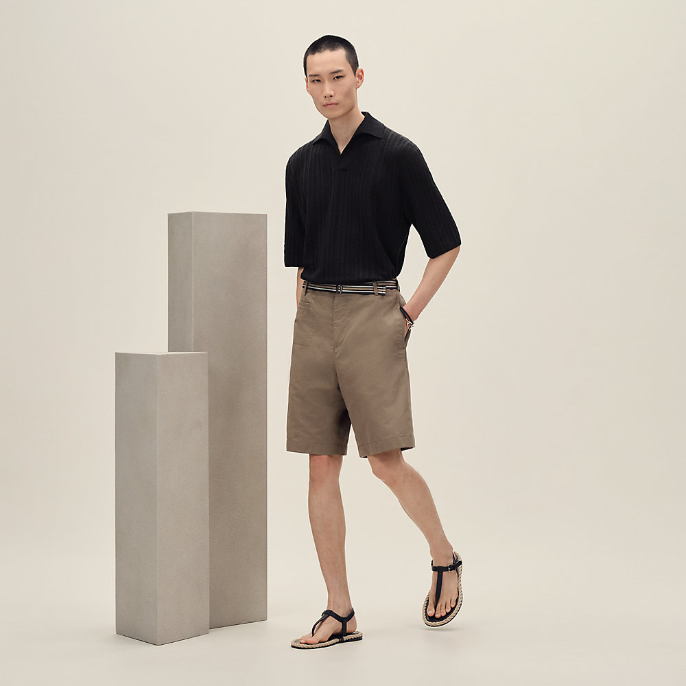 HERMES エルメス　スキッパーポロ　ボーダー　Vネック　イタリア製 HERMES エルメス スキッパーポロ ボーダー Vネック イタリア製 【公式