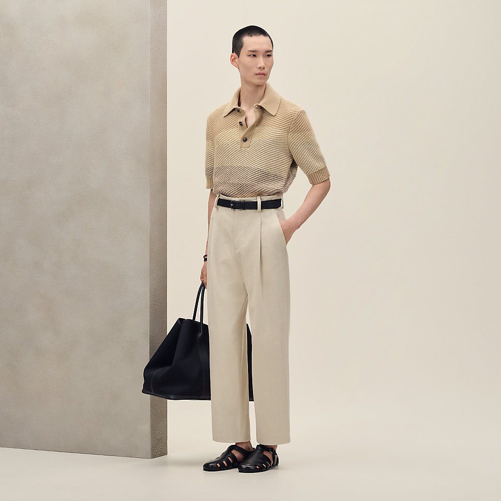 HERMES エルメス　スキッパーポロ　ボーダー　Vネック　イタリア製 ポロネックニット 《オリゾン・コロレ》 | Hermès - エルメス-公式サイト