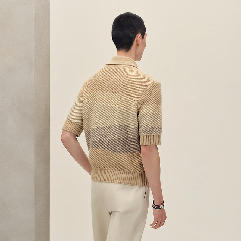 HERMES エルメス　スキッパーポロ　ボーダー　Vネック　イタリア製 HERMES - 極美品□HERMES エルメス コットン100％ ボーダー柄 ショート