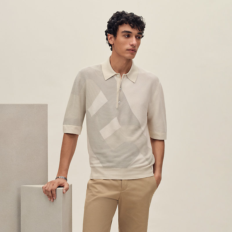 HERMES 総柄 ニット ポロ エルメス ポロシャツ 中古・古着通販】HERMES (エルメス) マキシメッシュニットポロシャツ