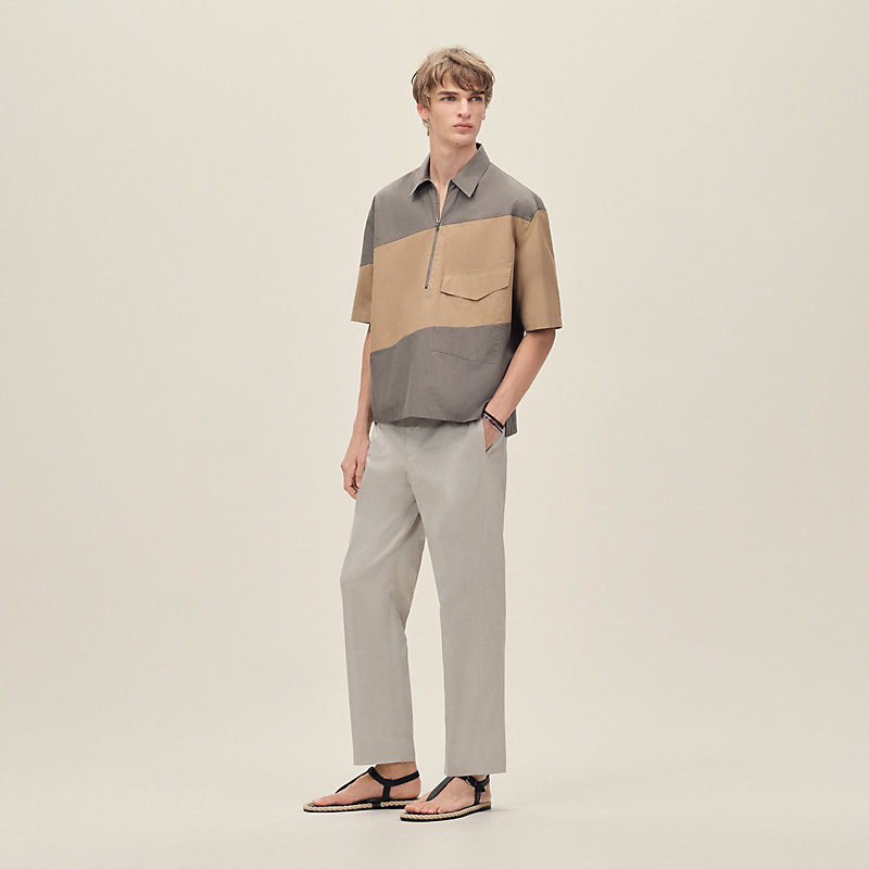 【未使用級✨】HERMES ニット　ポロシャツ　シルク100% セリエボタン ポロネックニット-ボクシー