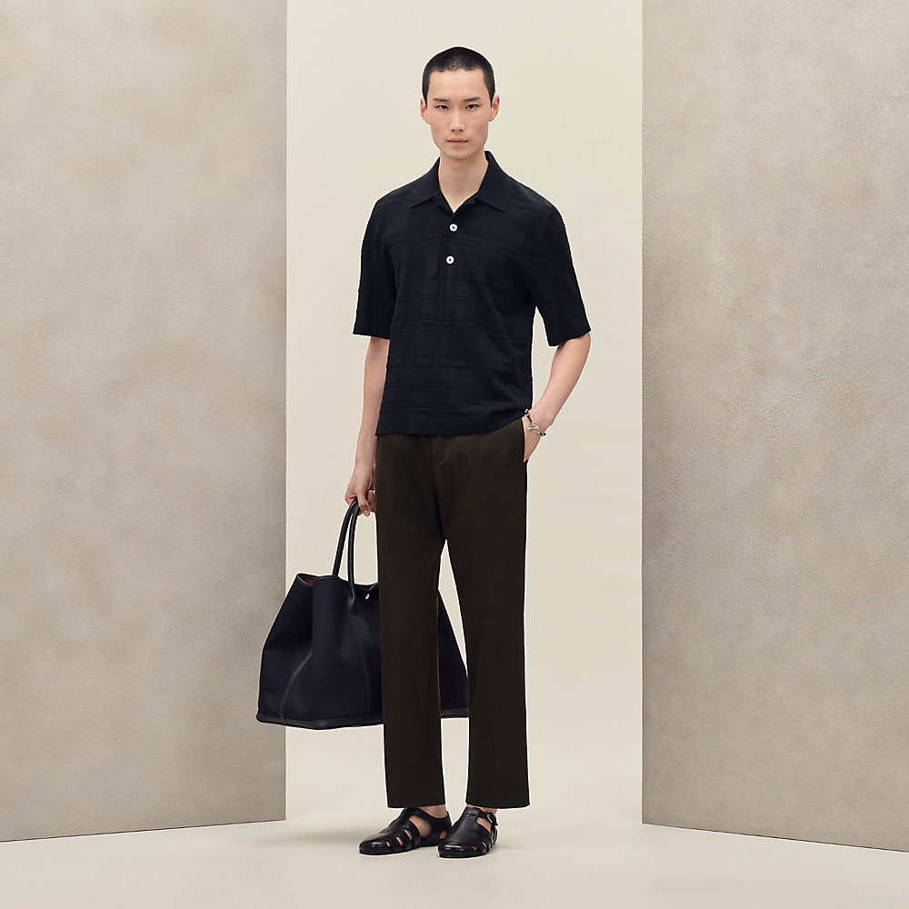 HERMES エルメス　スキッパーポロ　ボーダー　Vネック　イタリア製 HERMES エルメス スキッパーポロ ボーダー Vネック イタリア製 【公式