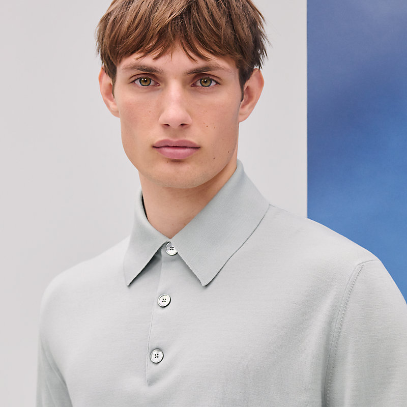 ポロネックニット 長袖 《H》ディテール - ブルー - LA | Hermès