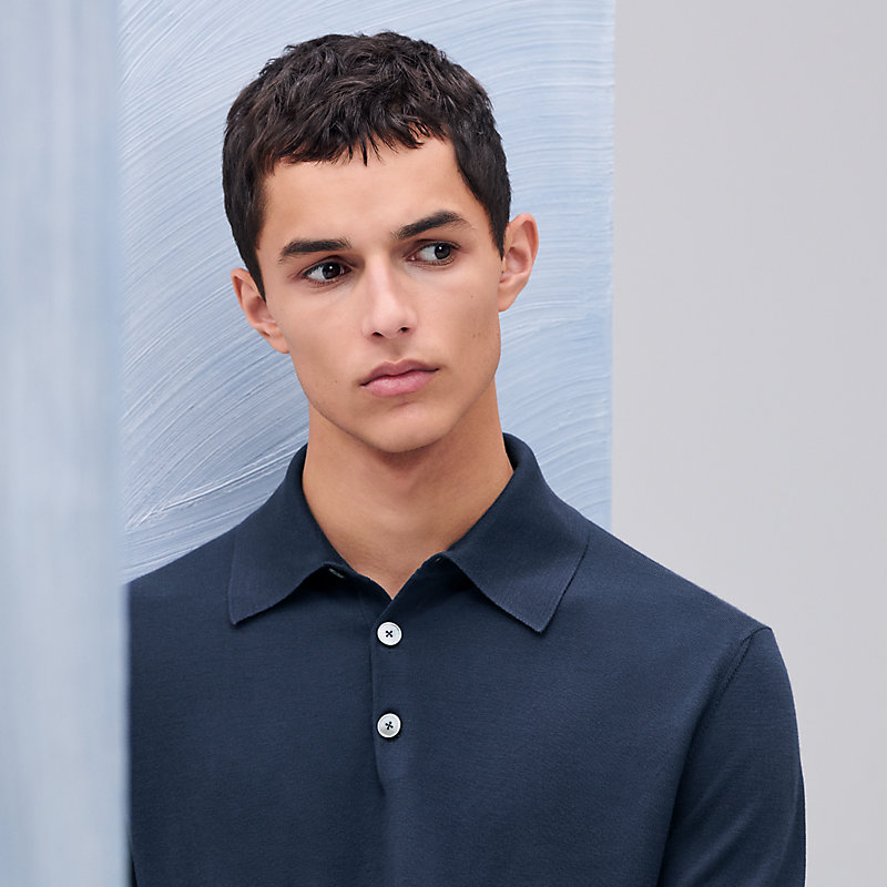 HERMES グレー ポロセーター HERMES half-zip knit polo shirt | NOIR ONLINE