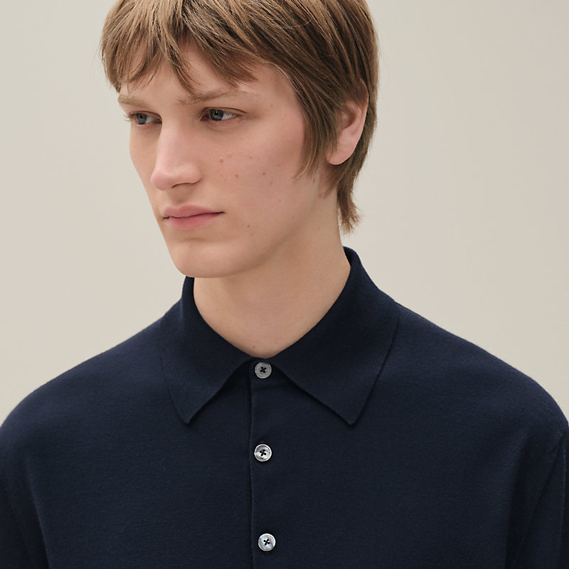 HERMES グレー ポロセーター HERMES（エルメス）ニット・セーター グレー サイズ:S メンズ