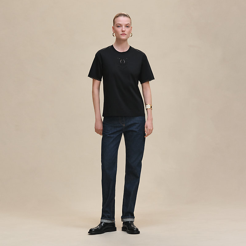 大人カジュアル【HERMES】 Tシャツ ジップ付 スポーツ 綺麗め◎ マキシTシャツ 刺繍入り | Hermès - エルメス-公式サイト