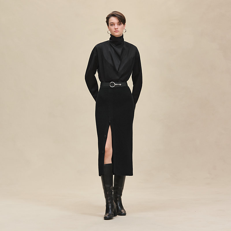 ミディスカート スリット入り - ブラック | Hermès - エルメス-公式サイト