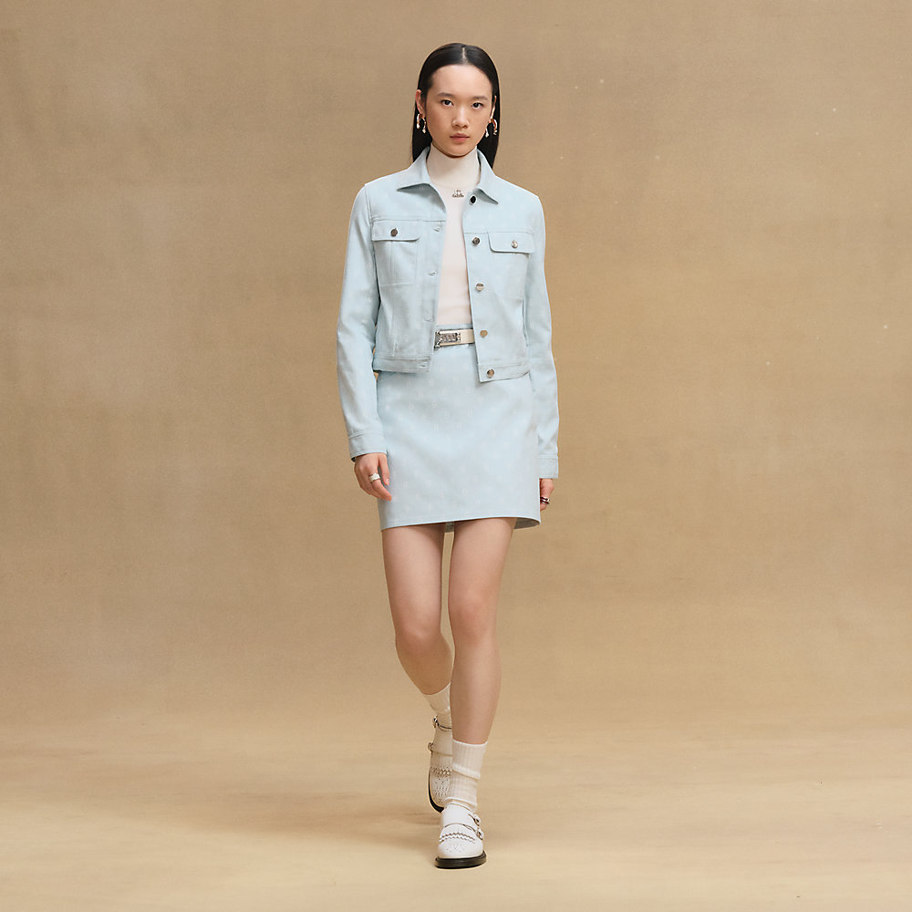 ミニスカート デニムスタイル 《シェーヌ・ダンクル》 - ブルー