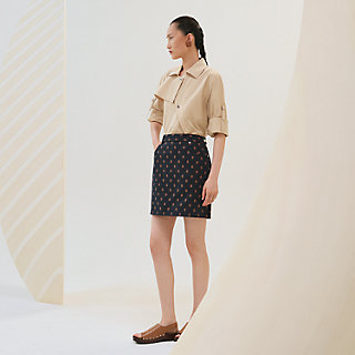 HERMES エルメス シェーヌダンクル ミニスカート 美品 セリエボタン ミニスカート-デニムスタイル-《