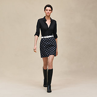 HERMES エルメス シェーヌダンクル ミニスカート 美品 セリエボタン ミニスカート-デニムスタイル-《