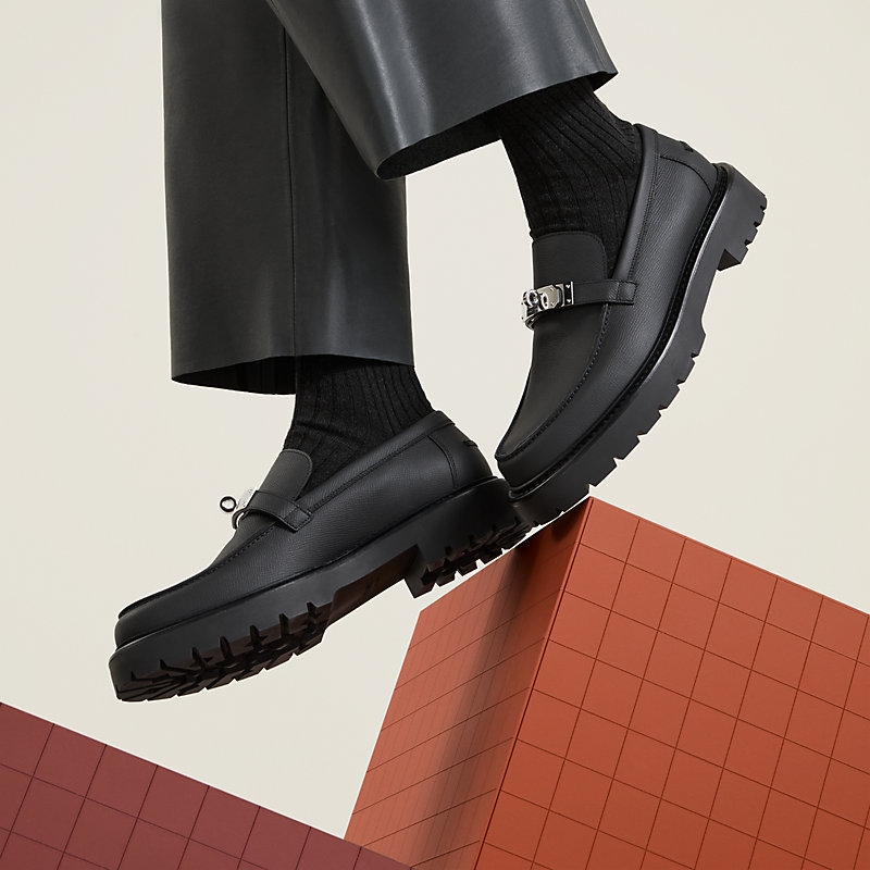 HERMES モカシン(アイコン)ブラック モカシン-《アイコン》--