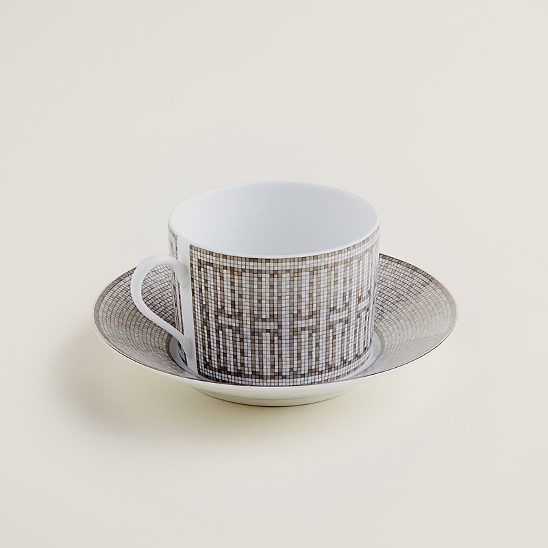 モーニングカップ＆ソーサー 〈モザイク 24〉 プラチナ | Hermès