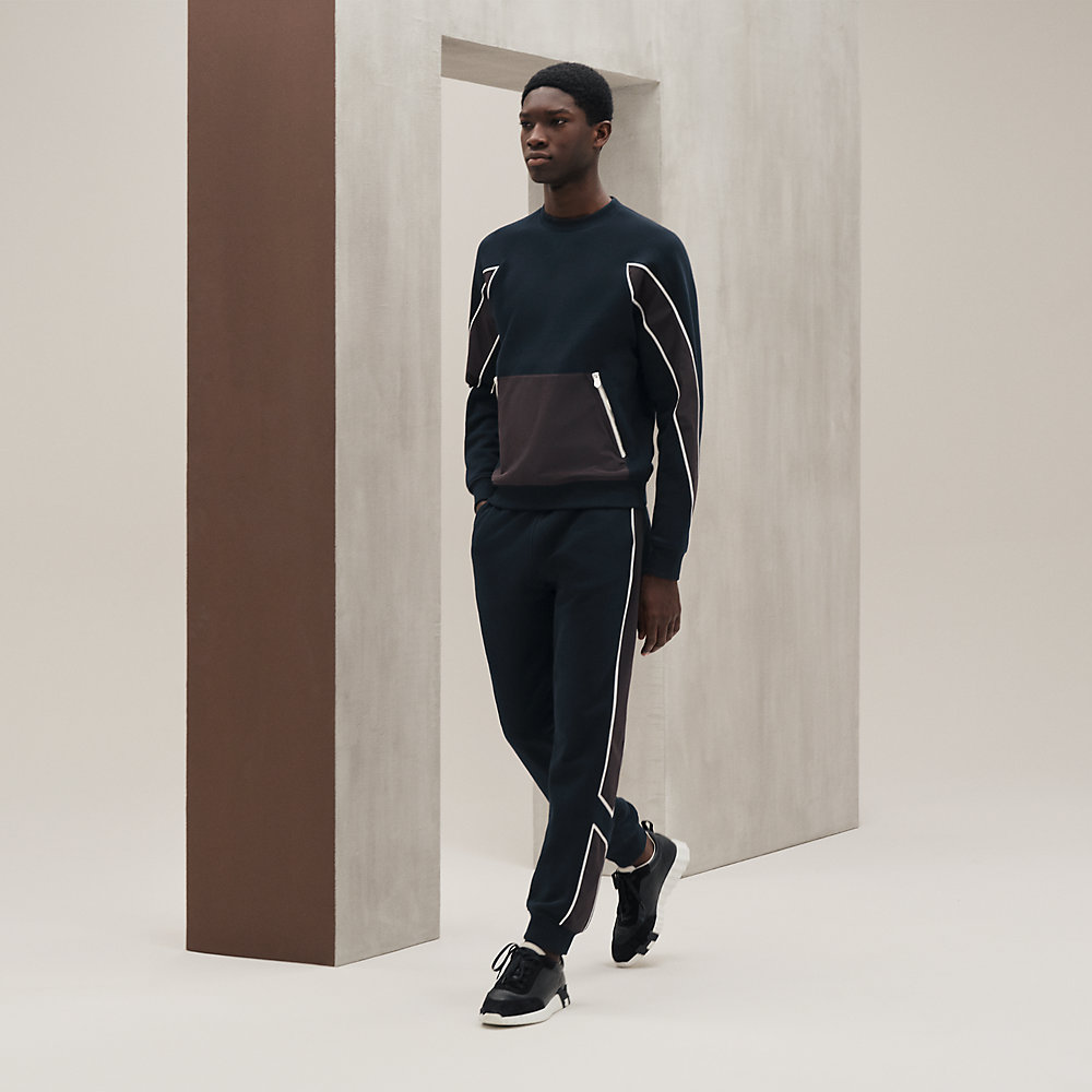 【新品未使用】エルメス　ラウンドネックスウェット ポケット レザーハイライト ラウンドネックスウェット--