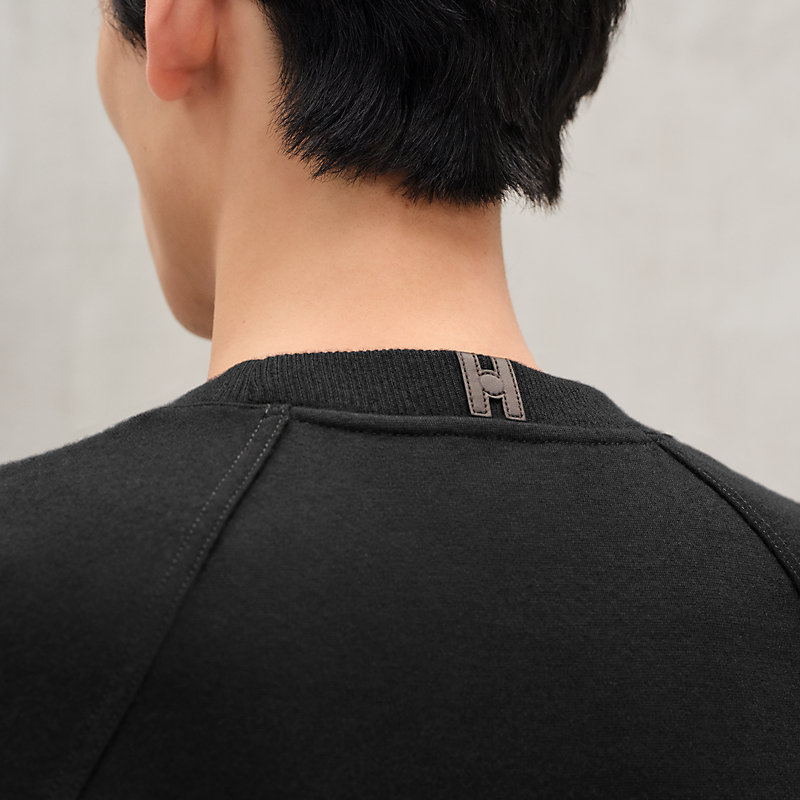 【新品未使用】エルメス　ラウンドネックスウェット ポケット レザーハイライト HERMES - 【新品未使用】エルメス ラウンドネックスウェット