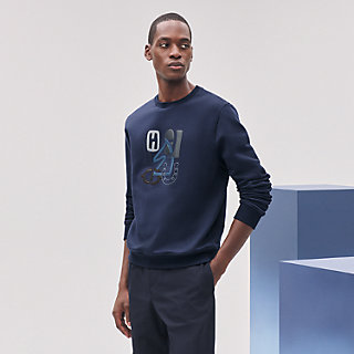 ラウンドネックスウェット レザーパッチ 《Hパズル》 | Hermès