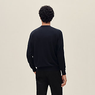 HERMES ダークブラウン Vネックニット コットン100% 襟付き　薄手 ラウンドネックニット 《H》ディテール | Hermès - エルメス-公式サイト