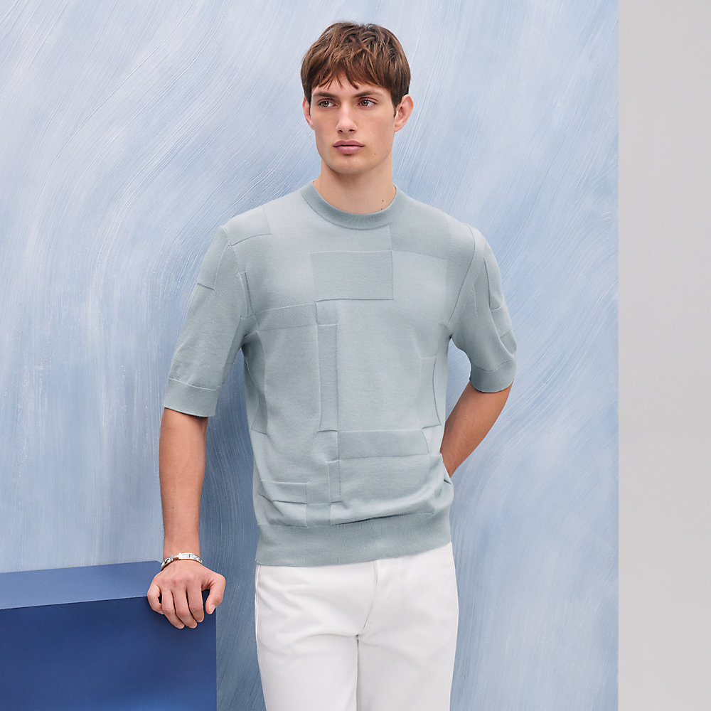 HERMES-PARIS ライトグレー 長袖ニット HERMES-PARIS ライトグレー 長袖ニット 極美品□HERMES エルメス