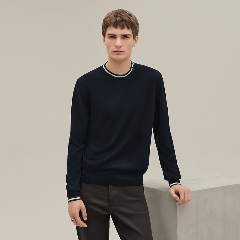 【新品未使用】エルメス　ラウンドネックスウェット ポケット レザーハイライト HERMES - 【新品未使用】エルメス ラウンドネックスウェット ポケット