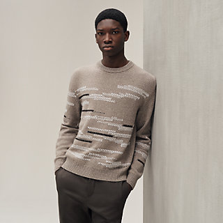 ラウンドネックニット カシミヤ レザーディテール - オレンジ - ME