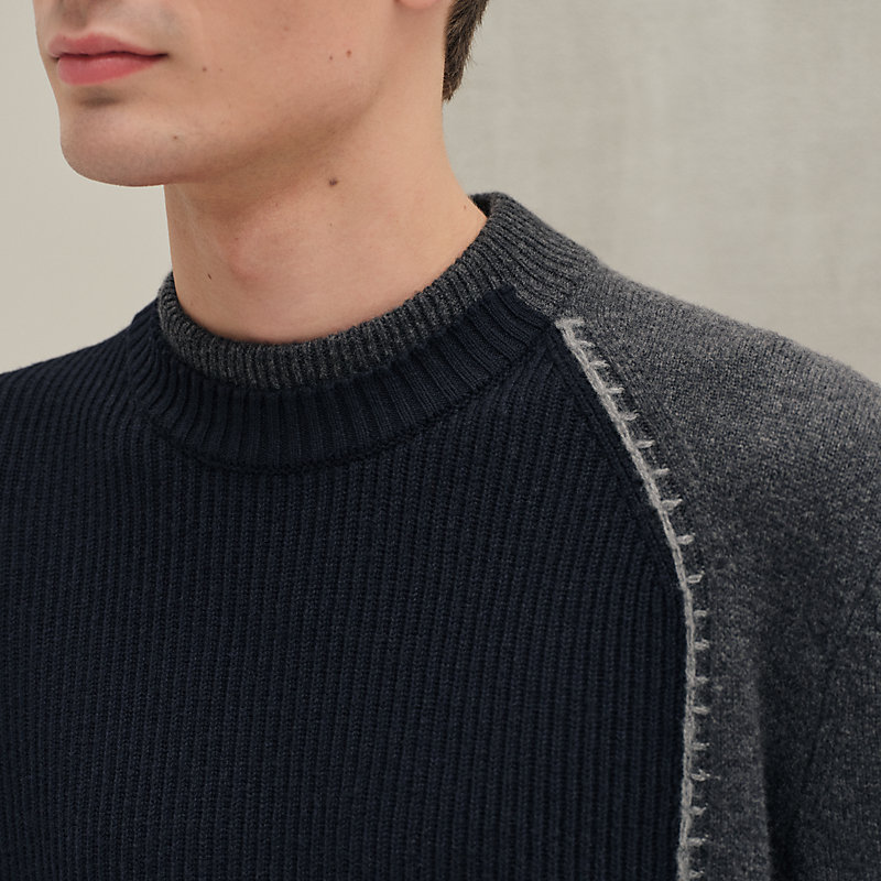 ラウンドネックニット カバーディテール - グリーン - 3XL