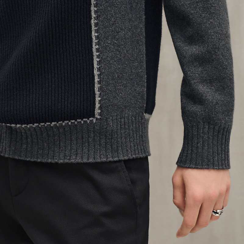 【新品未使用】エルメス　ラウンドネックスウェット ポケット レザーハイライト HERMES - 【新品未使用】エルメス ラウンドネックスウェット