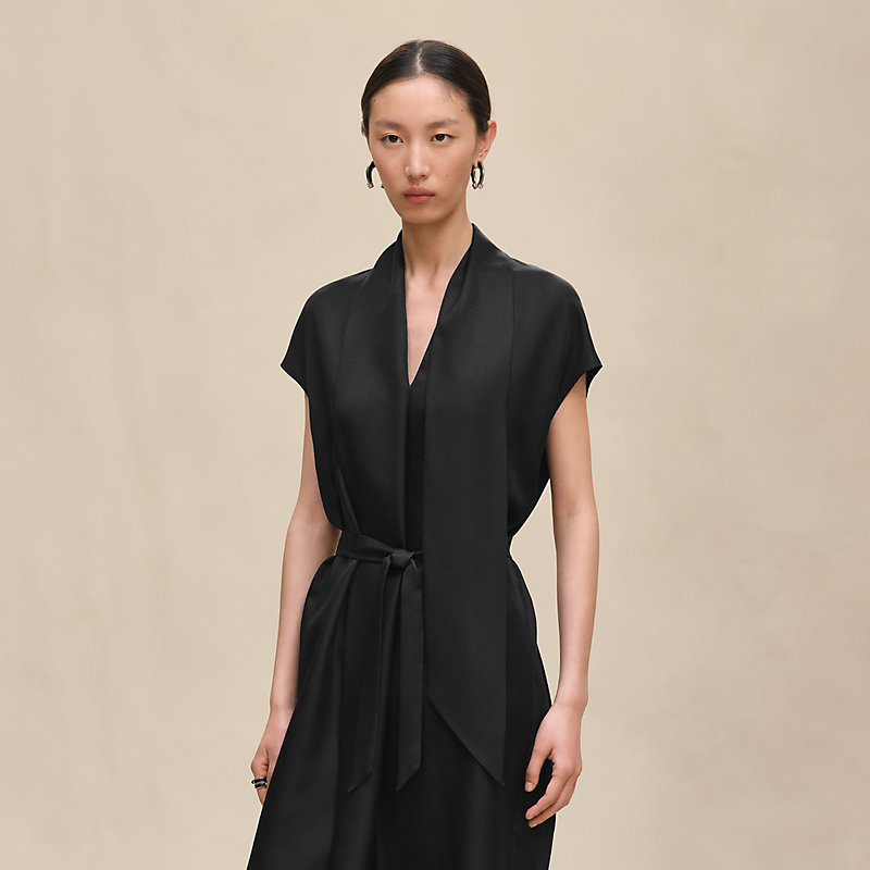 エルメス シルク 無秩序 ラヴァリエール付きドレス HERMES - エルメス シルク 無秩序 ラヴァリエール付きドレスの