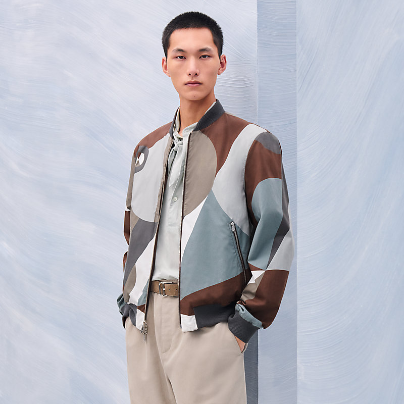 レア品✨美品✨HERMES エルメス ブルゾン リバーシブル 46 オレンジ 絹 未使用品□HERMES エルメス 2021年製 Hロゴ刺繍 セリエボタン