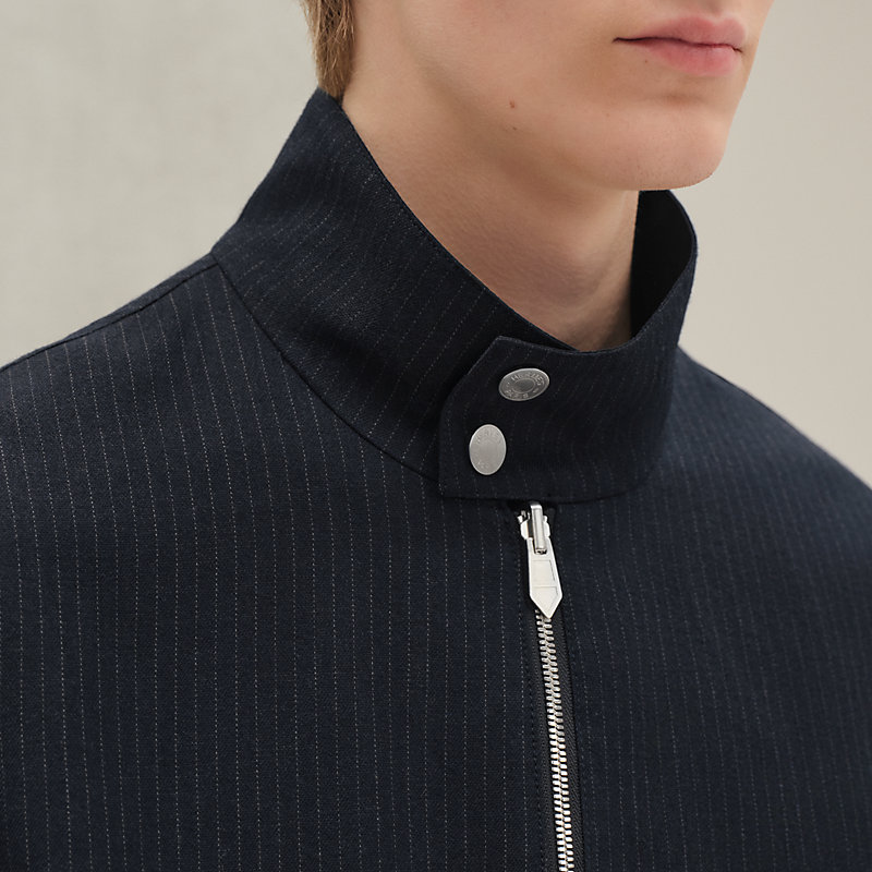 リバーシブル・ブルゾン ウール/ペーパーストライプ - ブラック - 60