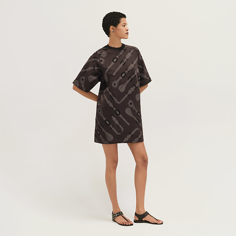 HERMES マイクロプリントドレス 21SS・直営店】HERMES☆コットンマイクロプリントドレス