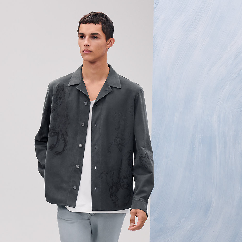 Hermes 46 レザーシャツ レザーシャツ 《エチュード・エケストル》 - グレー - 46