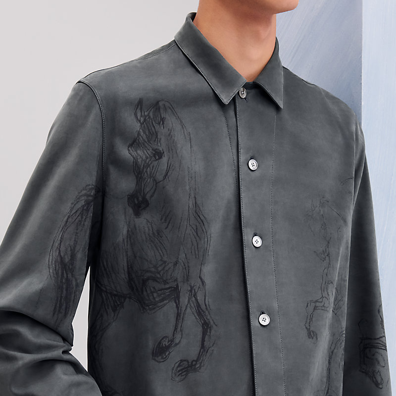 HERMES 黒レザーシャツ