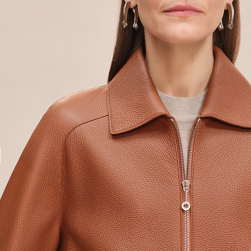 レザーショートブルゾン - マロン | Hermès - エルメス-公式サイト