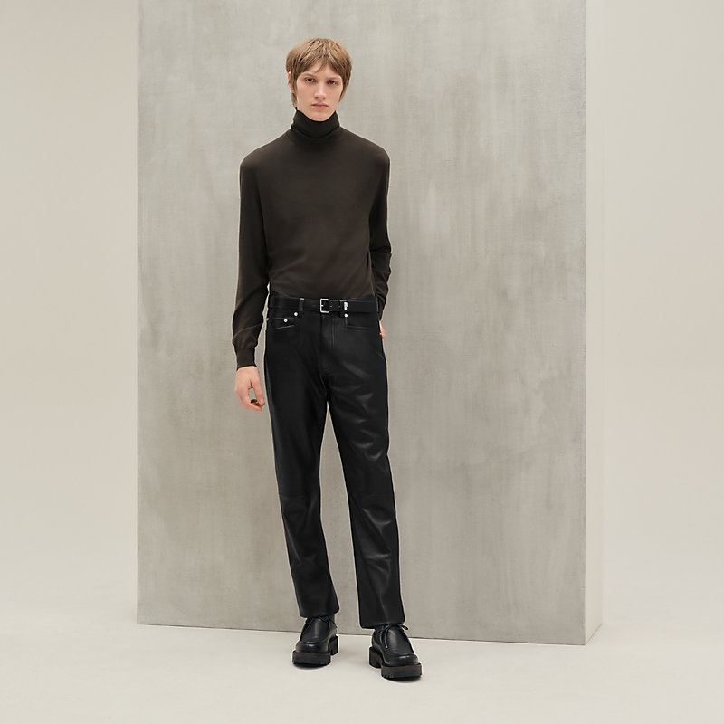 HERMES レザー パンツ 黒 レザーパンツ カーフ - グレー - 52 | Hermès - エルメス-公式サイト