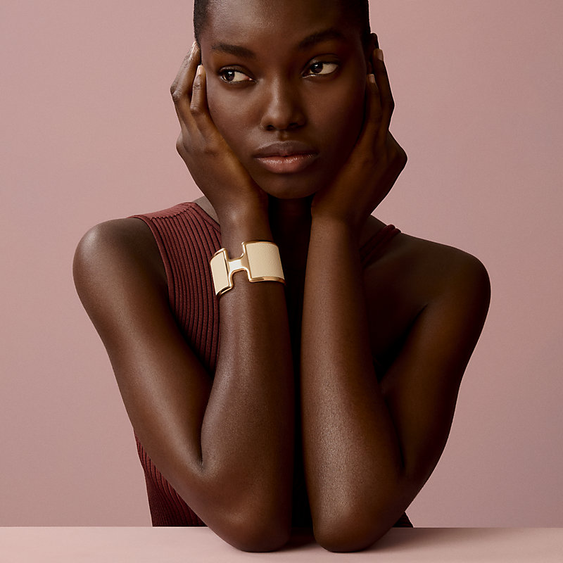 レザーブレスレット 《オランプ》 - ホワイト | Hermès - エルメス