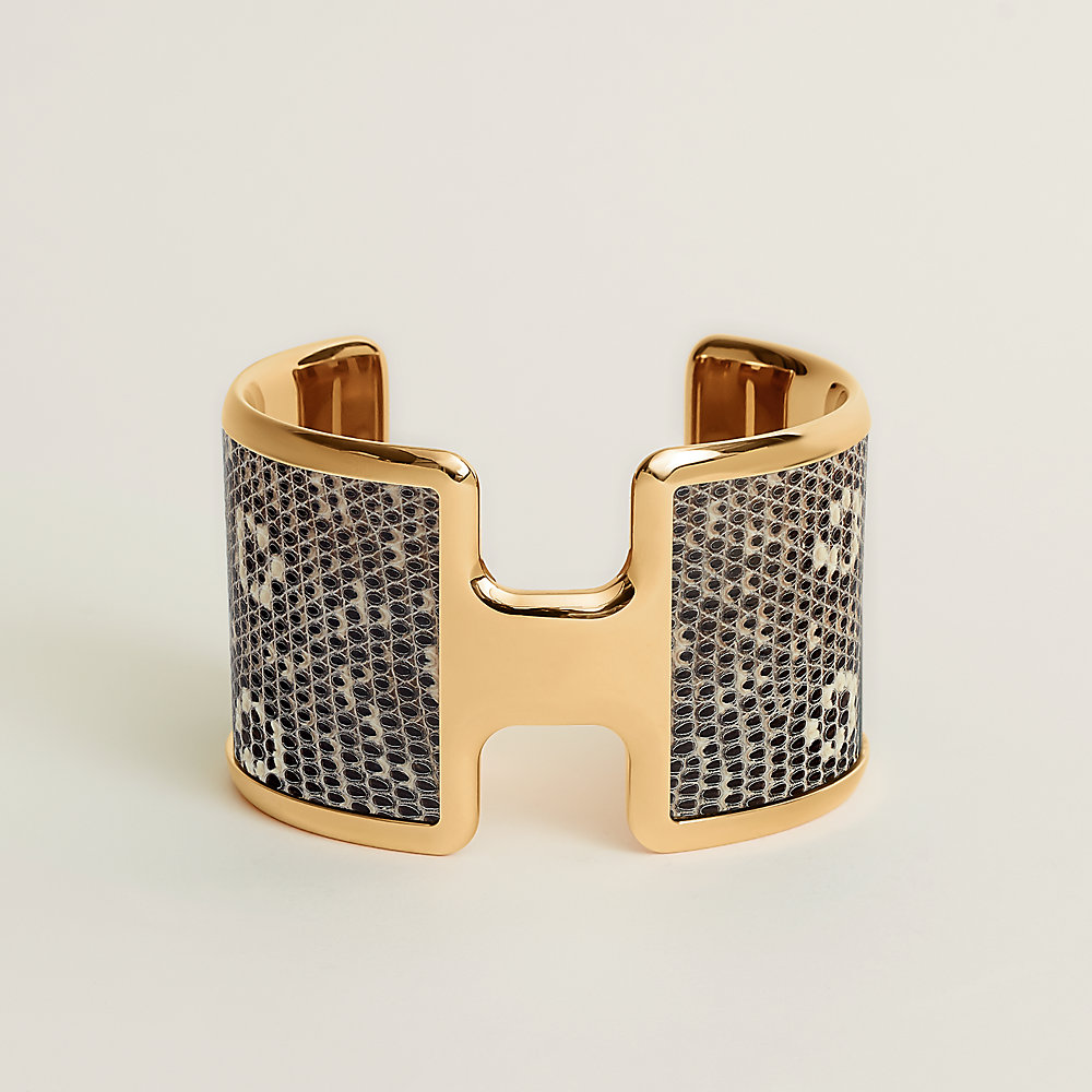 極美品✨HERMES オランプ ブレスレット ローズゴールド×ベージュ レザー エルメス レザーブレスレット 《オランプ》