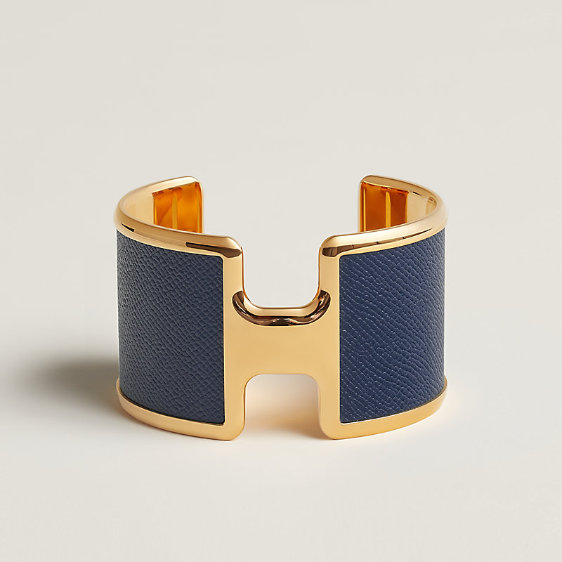 【最終値下げ】Hermes ブレスレット レザー ブルー レザーブレスレット 《グレナン》 ドゥブルトゥール ジーン - ブルー