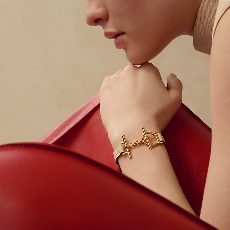 レザーブレスレット 《クロワジエール》 - ホワイト | Hermès