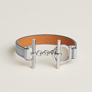 レザーブレスレット 《クロワジエール》 - グレー | Hermès