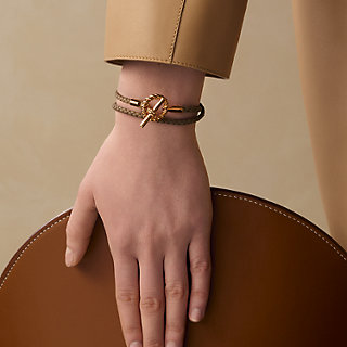 HERMES ブラウンレザーブレスレット2本セット　グレナン　ジャンボ HERMES(エルメス) ジャンボ 2連ブレスレット レザーブレスレット