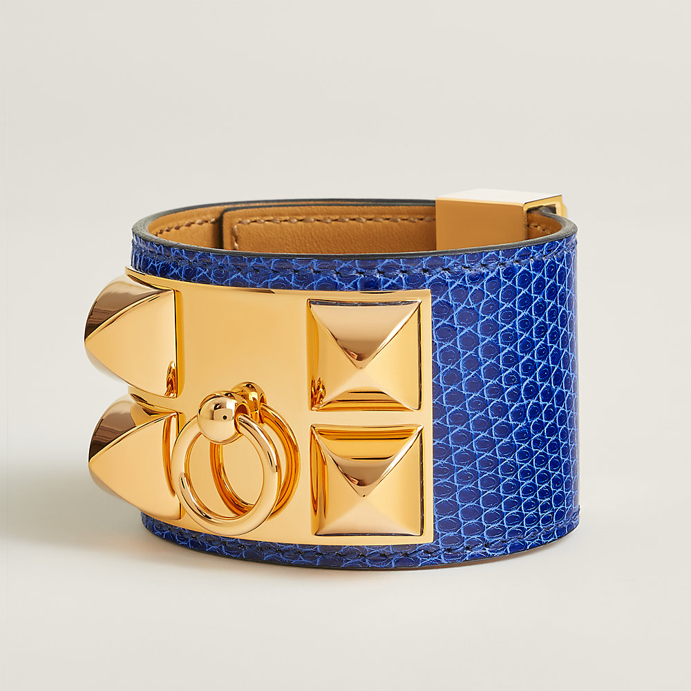 HERMES エルメス レザーブレスレット 編み込み ブルー 箱付き レザーブレスレット 《コリエ・ド・シアン》 - ブルー | Hermès