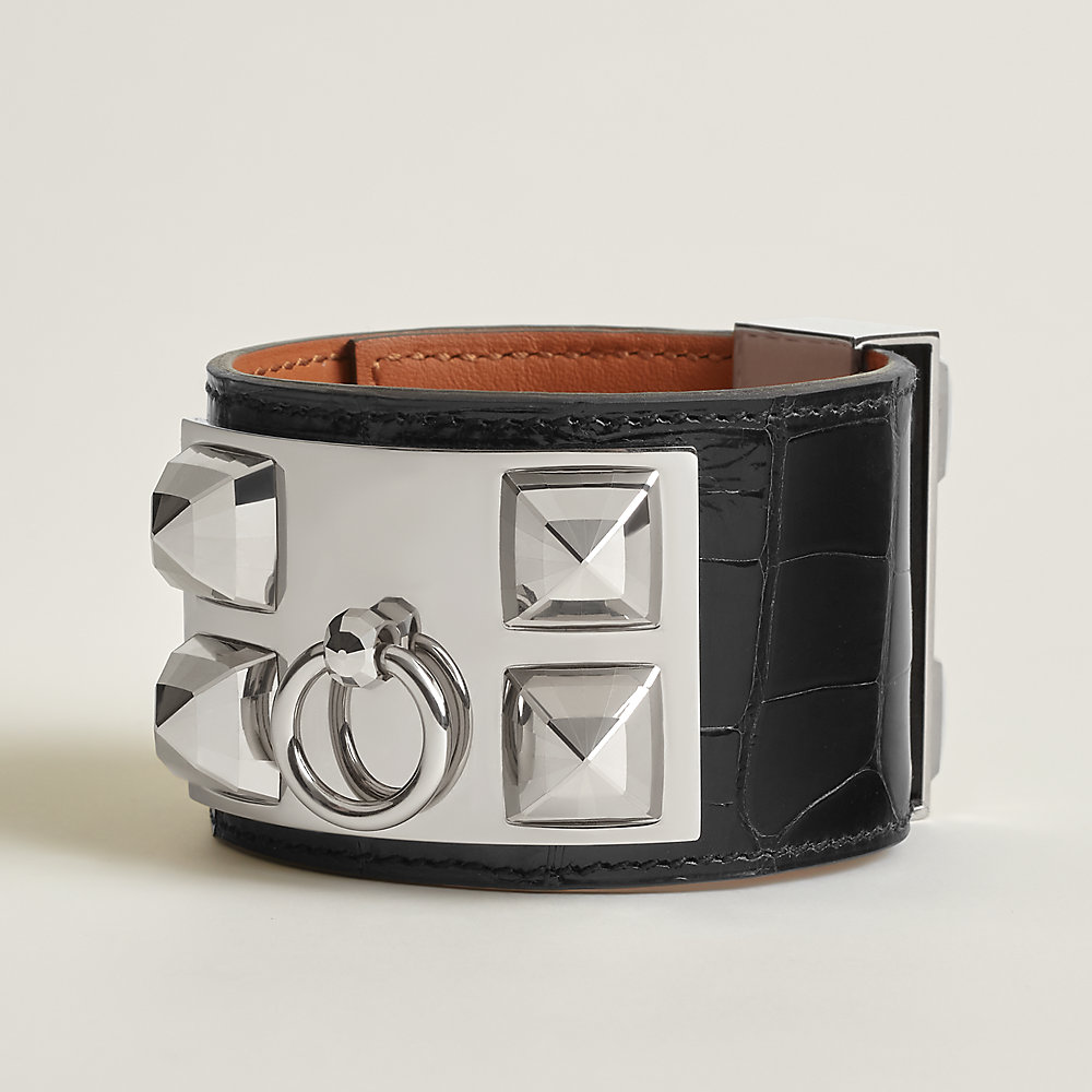 HERMES レザー ブレスレット コリエ・ド・シアン 黒 aq10593 レザーブレスレット 《コリエ・ド・シアン・ディスコ・フォーブル