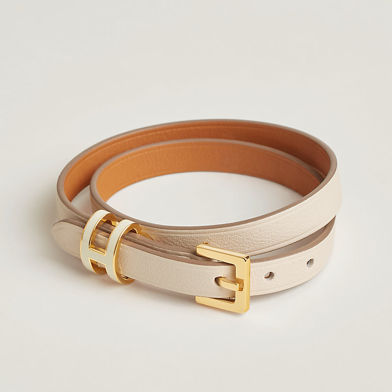 レザーブレスレット 《ポップH》 ドゥブルトゥール - ホワイト