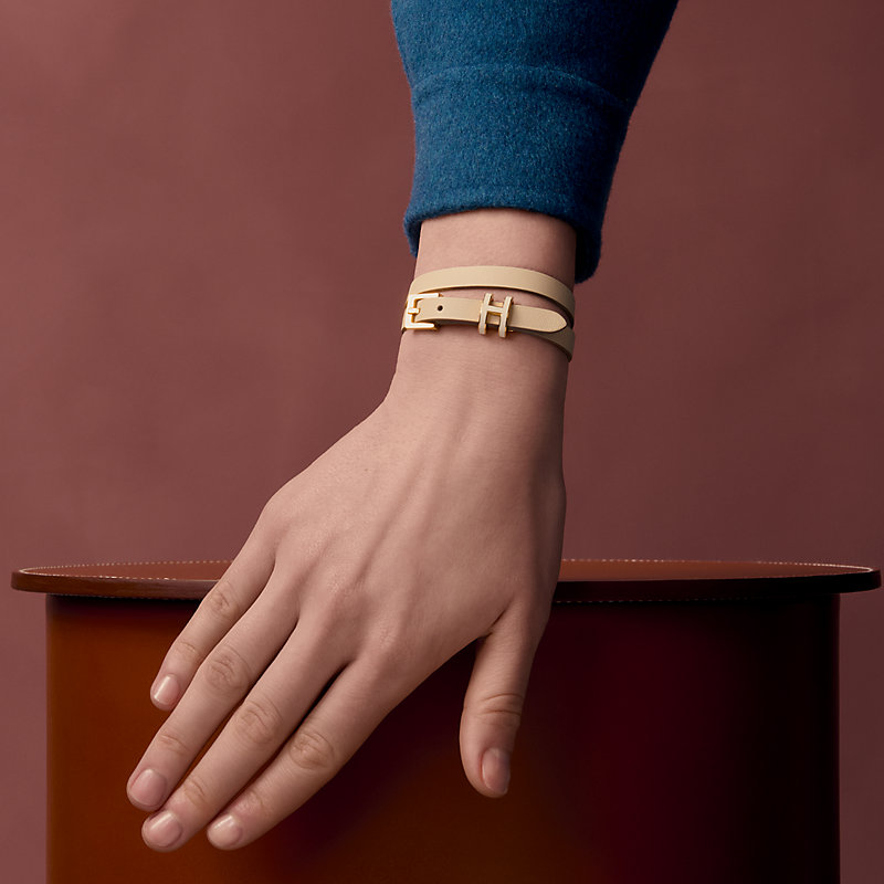 レザーブレスレット 《ポップH》 ドゥブルトゥール - ホワイト