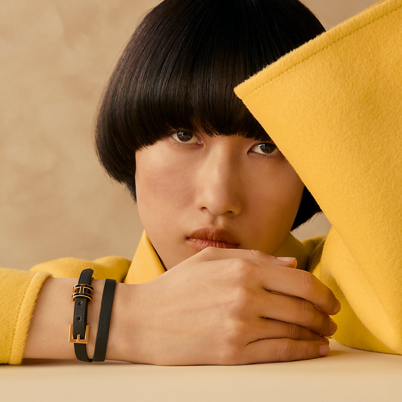 美品✨ エルメス ディープHロゴ レザー ブラック 26cm相当 エルメス HERMES べアンコンパクト D刻 ブラック GD金具 アリゲーター